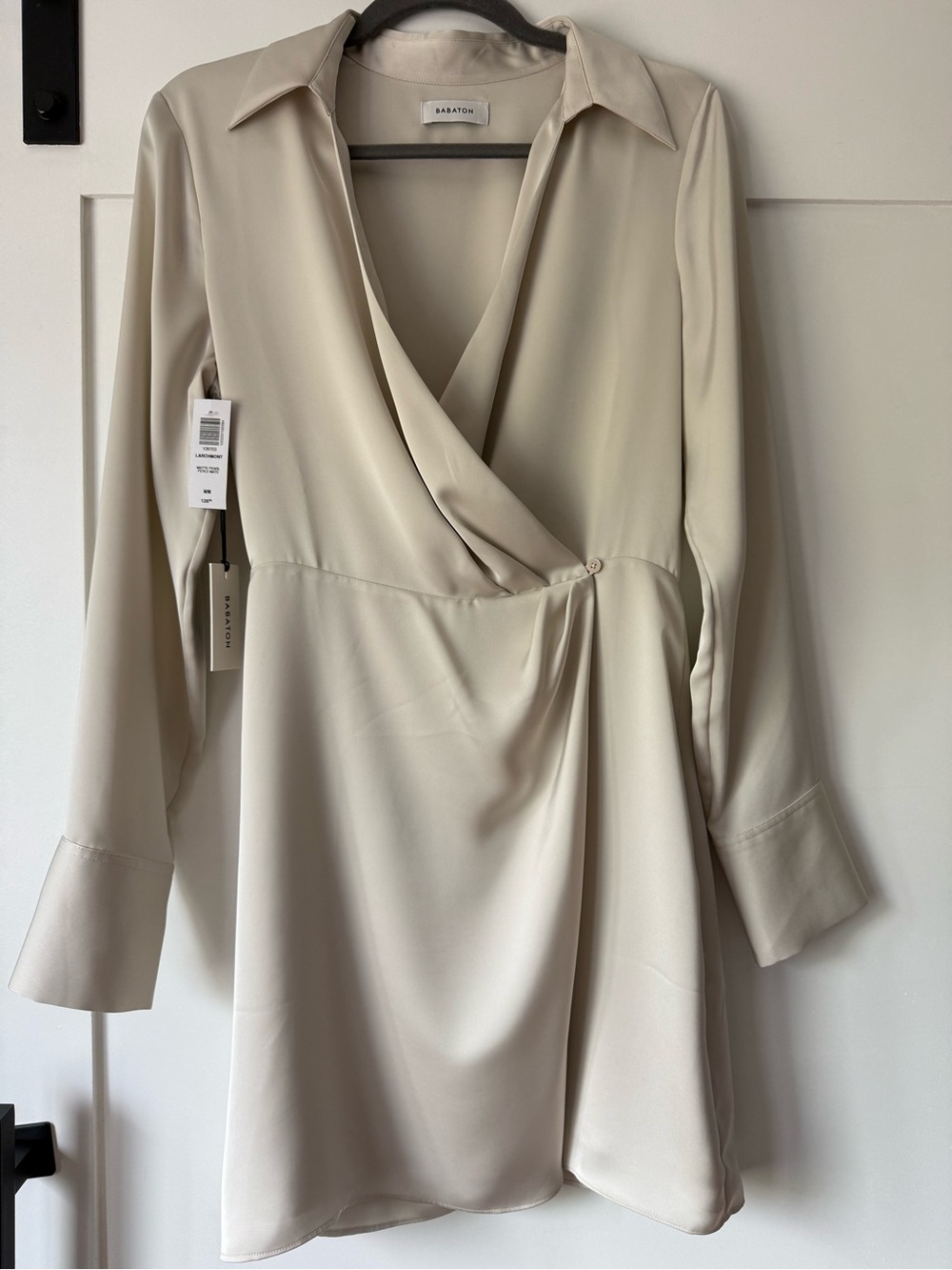 Aritzia Cream Wrap Long-Sleeve Mini Dress